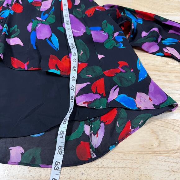 Parker Silk Blend Floral Maxi Dress Long Sleeve Size 0 Project Piece Upcycle - Picture 10 of 12